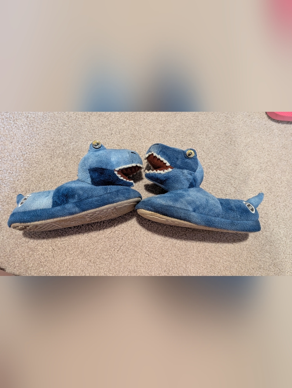 Blue Shark Plush Slipper Pair